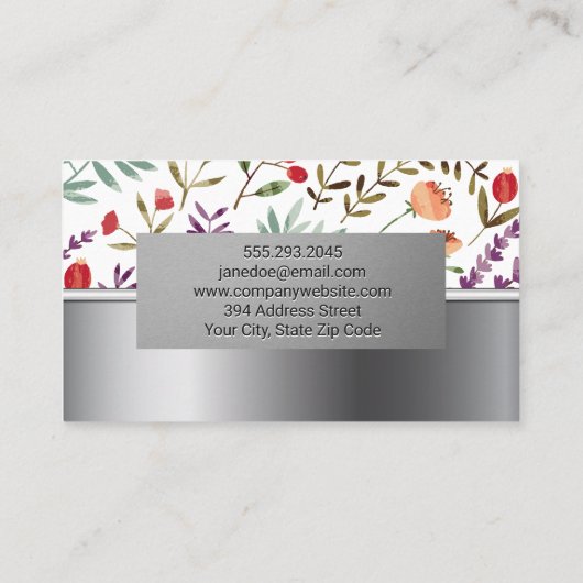 Floral Pattern | Voorjaarsbloem | Metaal Visitekaartje (Achterkant)