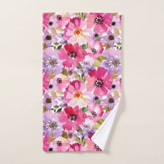 Floral Pattern-Waterverf Bad Handdoek (Handdoek)
