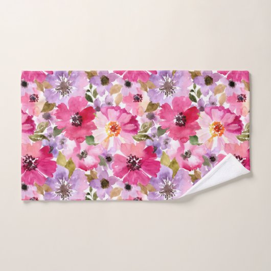 Floral Pattern-Waterverf Bad Handdoek (Handdoek)