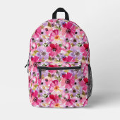 Floral Pattern-Waterverf Bedrukte Rugzak (Voorkant)