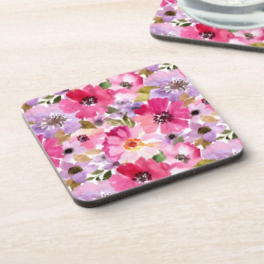 Floral Pattern-Waterverf Bier Onderzetter (Linkerzijde)