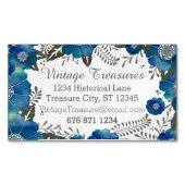 Floral Pattern Waterverf Blue Rustic Magnetisch Visitekaartje (Voorkant)