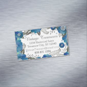 Floral Pattern Waterverf Blue Rustic Magnetisch Visitekaartje (Voorbeeld)