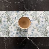 Floral Pattern Waterverf Blue White Butterfly Korte Tafelloper