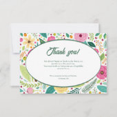 Floral Pattern Waterverf Bruiloft Dank u kaart (Voorkant)