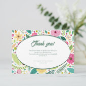 Floral Pattern Waterverf Bruiloft Dank u kaart (Staand voorkant)