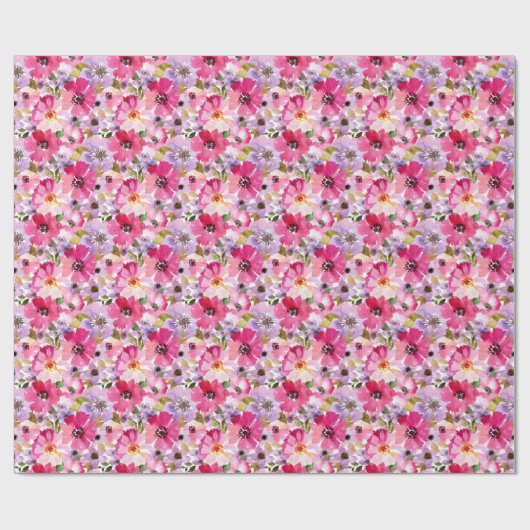 Floral Pattern-Waterverf Cadeaupapier (Vlak)