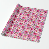 Floral Pattern-Waterverf Cadeaupapier (Uitgerold)