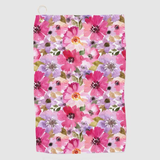 Floral Pattern-Waterverf Golfhanddoek (Voorkant)