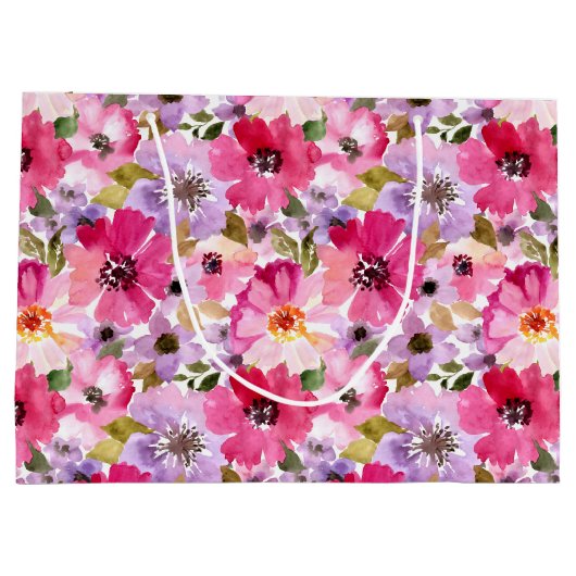 Floral Pattern-Waterverf Groot Cadeauzakje (Achterkant)
