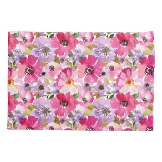 Floral Pattern-Waterverf Kussensloop (Achterkant-Links)