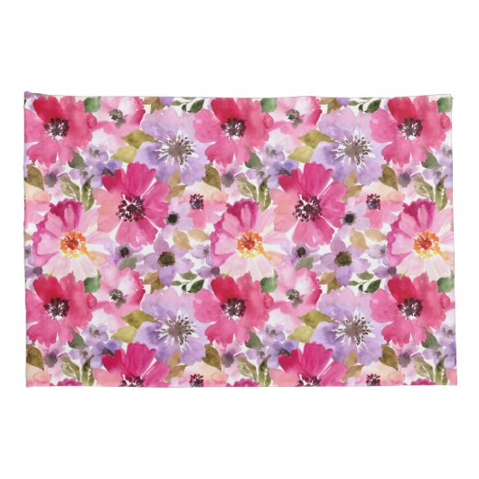 Floral Pattern-Waterverf Kussensloop (Achterkant-Rechts)