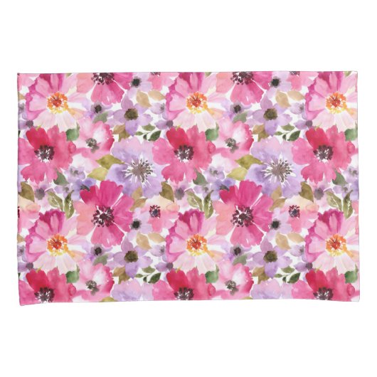 Floral Pattern-Waterverf Kussensloop (Voorkant-Rechts)