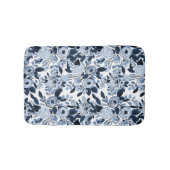 Floral Pattern Waterverf Navy Pastel Blue Badmat (Voorkant)