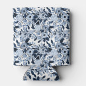 Floral Pattern Waterverf Navy Pastel Blue Blikjeskoeler (Achterkant)