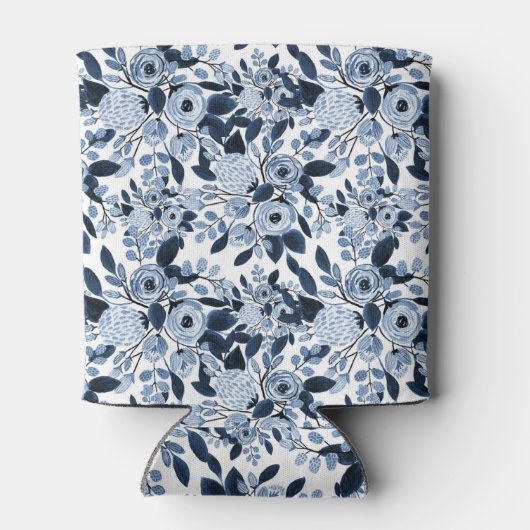 Floral Pattern Waterverf Navy Pastel Blue Blikjeskoeler (Achterkant)