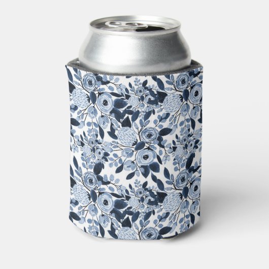 Floral Pattern Waterverf Navy Pastel Blue Blikjeskoeler (Blikje Achterkant)