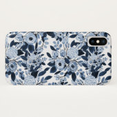 Floral Pattern Waterverf Navy Pastel Blue Case-Mate iPhone Case (Achterkant (horizontaal))