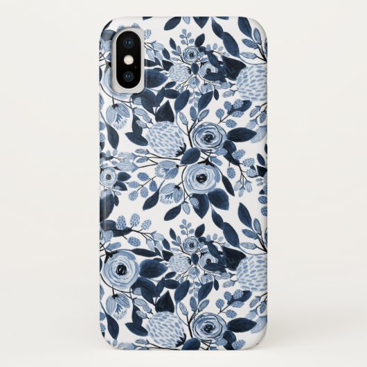 Floral Pattern Waterverf Navy Pastel Blue Case-Mate iPhone Case (Achterkant)