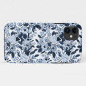 Floral Pattern Waterverf Navy Pastel Blue Case-Mate iPhone Case (Achterkant (horizontaal))