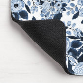 Floral Pattern Waterverf Navy Pastel Blue Muismat (Hoek)