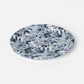 Floral Pattern Waterverf Navy Pastel Blue Papieren Bordje (Gekanteld)