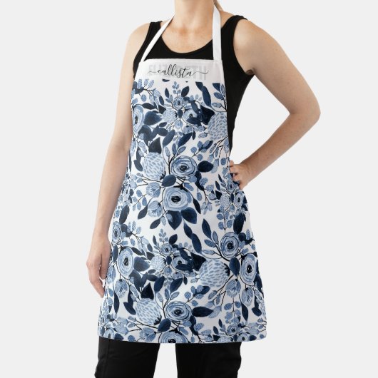 Floral Pattern Waterverf Navy Pastel Blue Schort (Insitu)