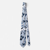 Floral Pattern Waterverf Navy Pastel Blue Stropdas (Voorkant)