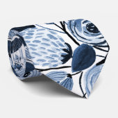 Floral Pattern Waterverf Navy Pastel Blue Stropdas (Opgerold)