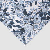 Floral Pattern Waterverf Navy Pastel Blue Tissuepapier (Detail)