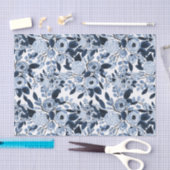 Floral Pattern Waterverf Navy Pastel Blue Tissuepapier (Craft)