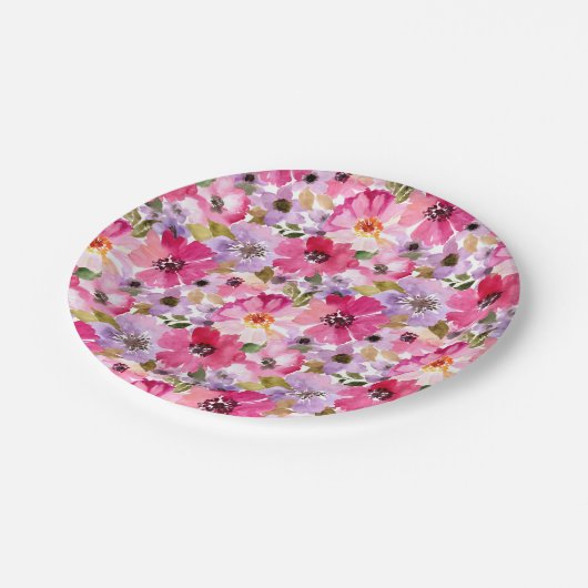 Floral Pattern-Waterverf Papieren Bordje (Gekanteld)