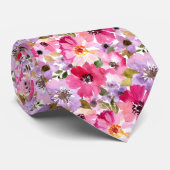 Floral Pattern-Waterverf Stropdas (Opgerold)