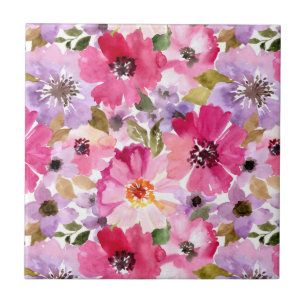 Floral Pattern-Waterverf Tegeltje