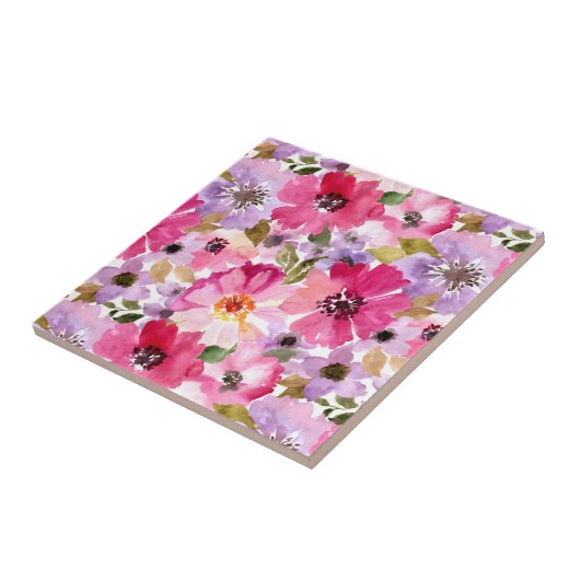 Floral Pattern-Waterverf Tegeltje (Zijkant)