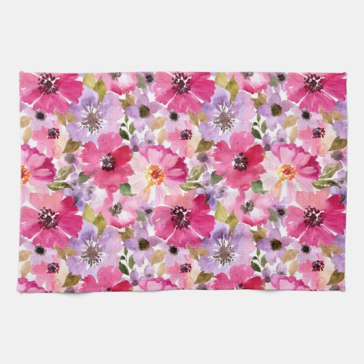 Floral Pattern-Waterverf Theedoek (Horizontaal)