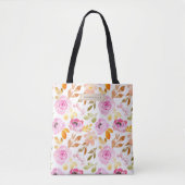Floral Pattern Waterverf Tote Bag (Voorkant)