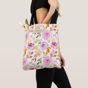Floral Pattern Waterverf Tote Bag