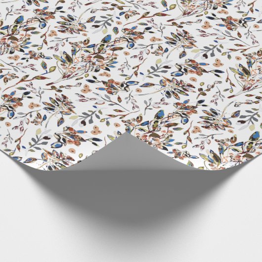 Floral Pattern Waterverf White Leaves Cadeaupapier (Hoek)