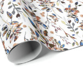 Floral Pattern Waterverf White Leaves Cadeaupapier (Rol Hoek)