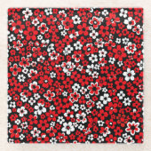 Floral Pattern White and Red Coaster Glazen Onderzetter (Voorkant)