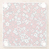 Floral Pattern White and Red Coaster Glazen Onderzetter (Achterkant)