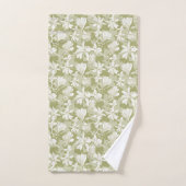 Floral Pattern White Flowers on Green Background Bad Handdoek (Handdoek)