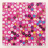 Floral Pattern White Pink Yellow Glazen Onderzetter (Voorkant)