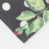Floral Pattern White Polka Dot on Black Background Fleece Deken (Hoek)