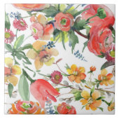 Floral Pattern Wildflowers Yellow Pink Green White Tegeltje (Voorkant)