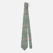 Floral pattern William Morris inspired green pink Stropdas (Voorkant)