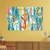 Floral Pattern with Teal Leaves Canvas Afdruk (Insitu (Woonkamer))