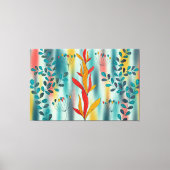 Floral Pattern with Teal Leaves Canvas Afdruk (Voorkant)