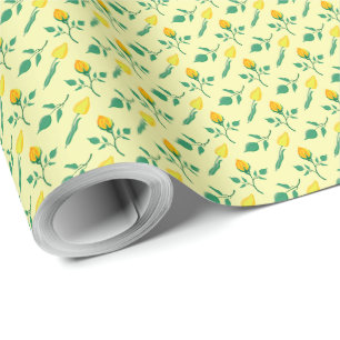 Floral pattern with yellow rose and tulip flowers cadeaupapier